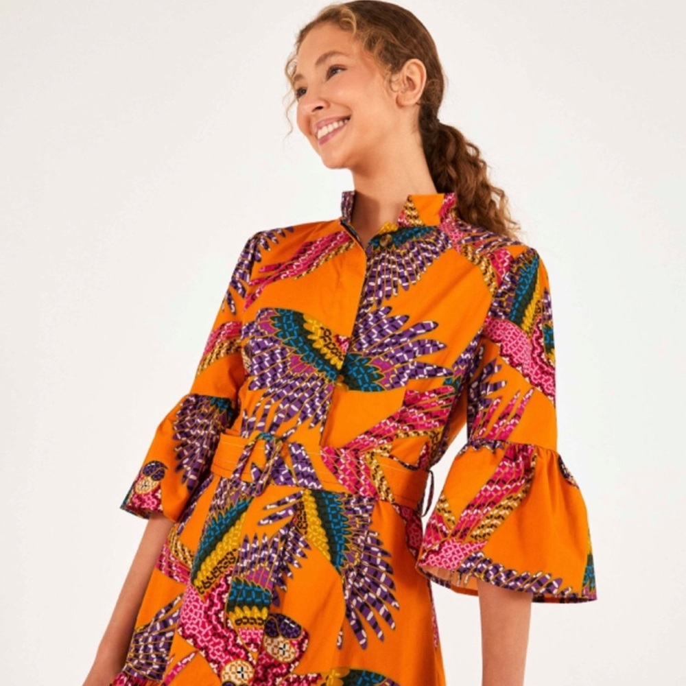 Farm Rio Orange Macaw Short Dress